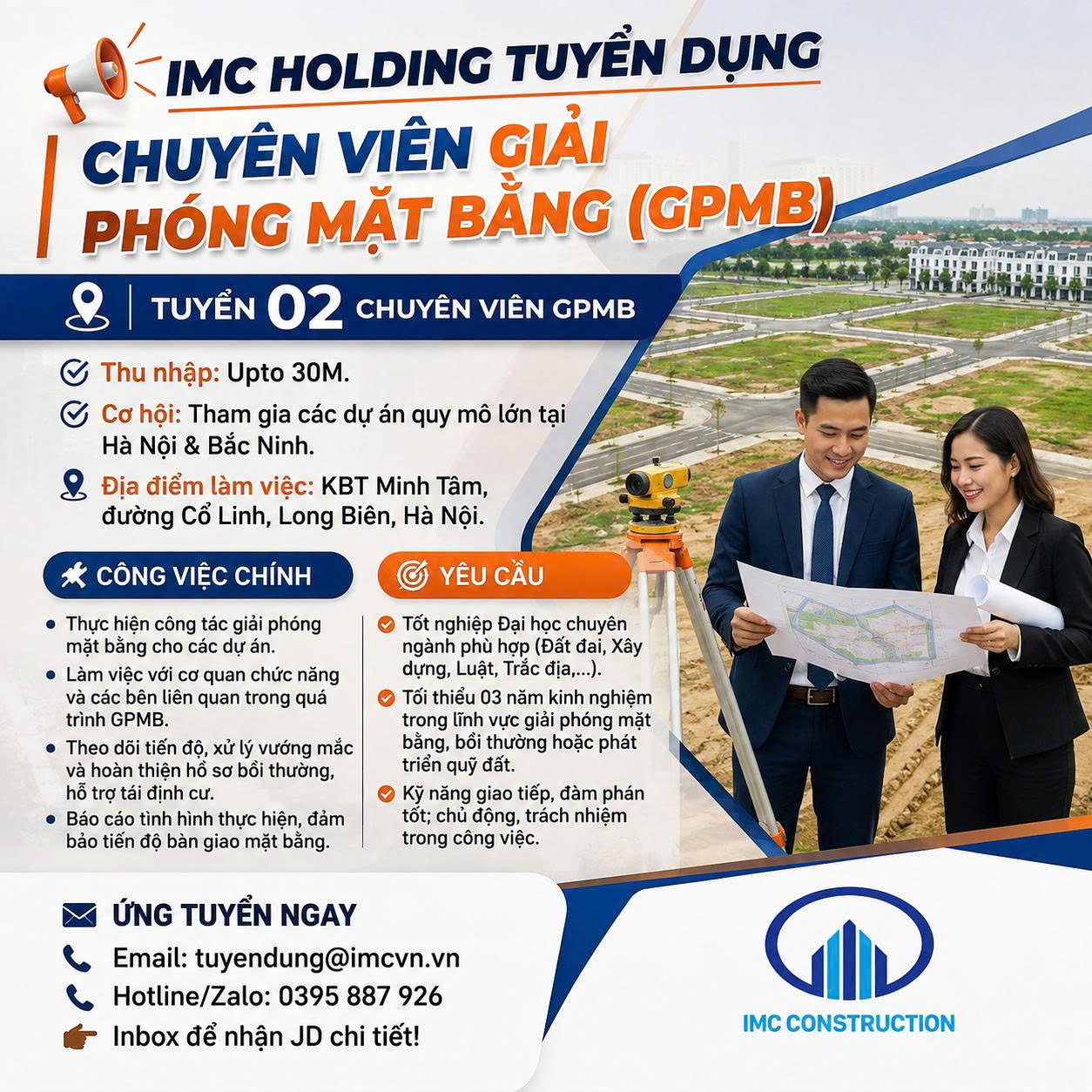 [TUYỂN DỤNG] CHUYÊN VIÊN GIẢI PHÓNG MẶT BẰNG – THU NHẬP UPTO 30M